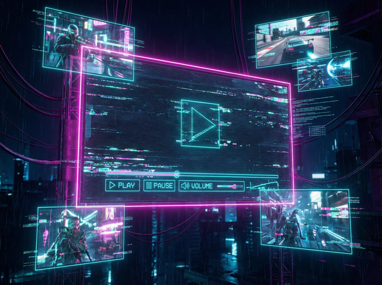 炸金花平台 霓虹线框影院频道全息播放器